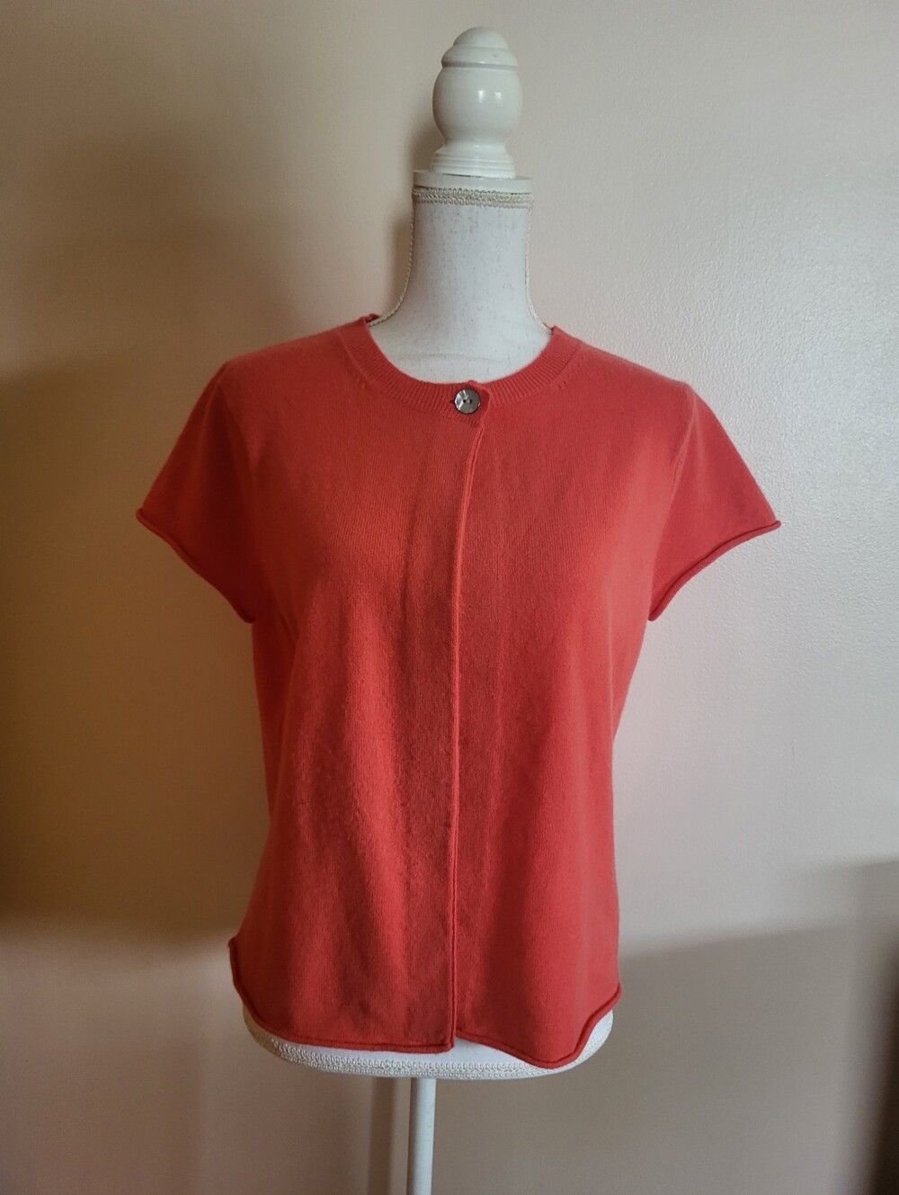 Sundance Short Sleeve Cashmere Cardigan Coral Size Large